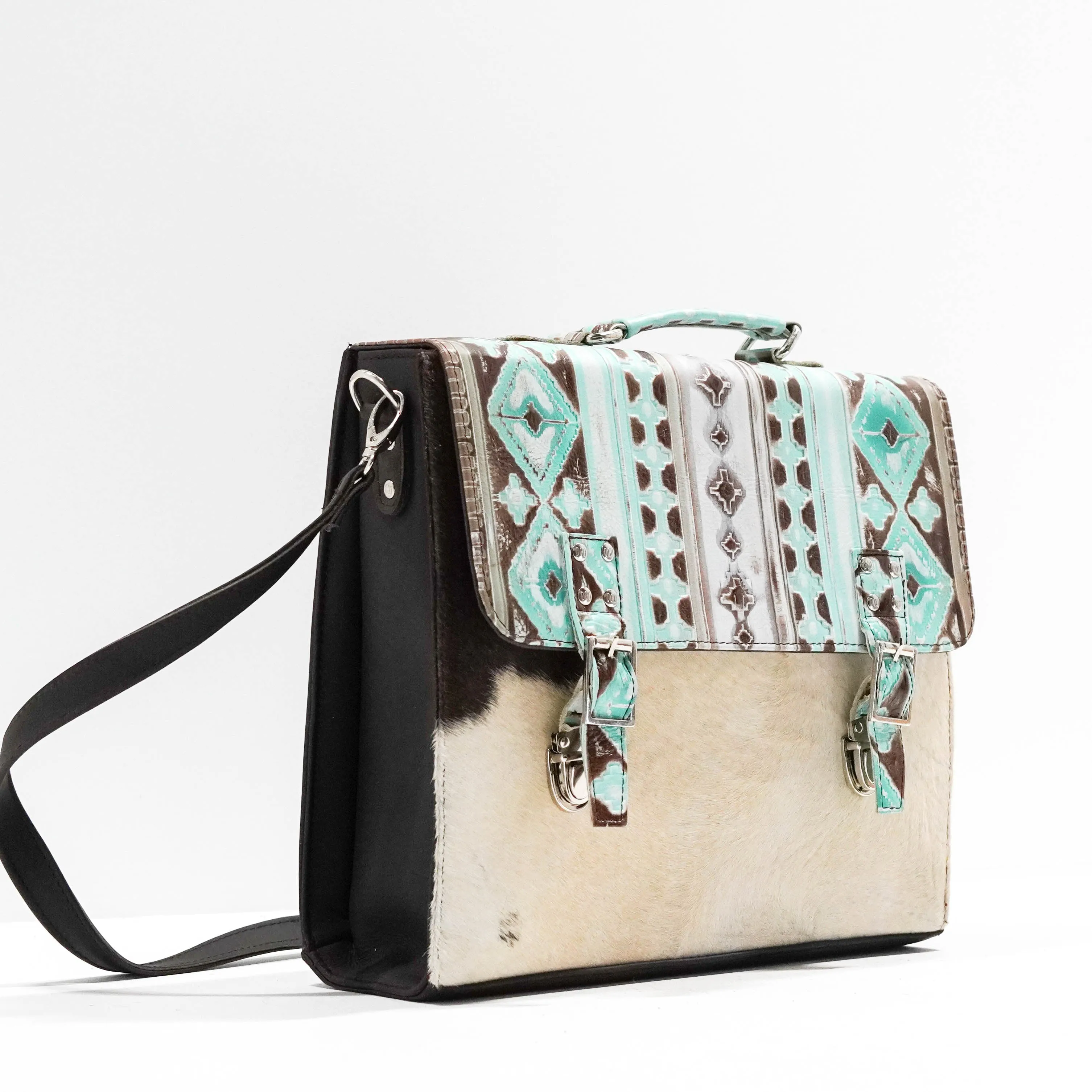 Briefcase - Chocolate & White w/ Bora Bora Navajo