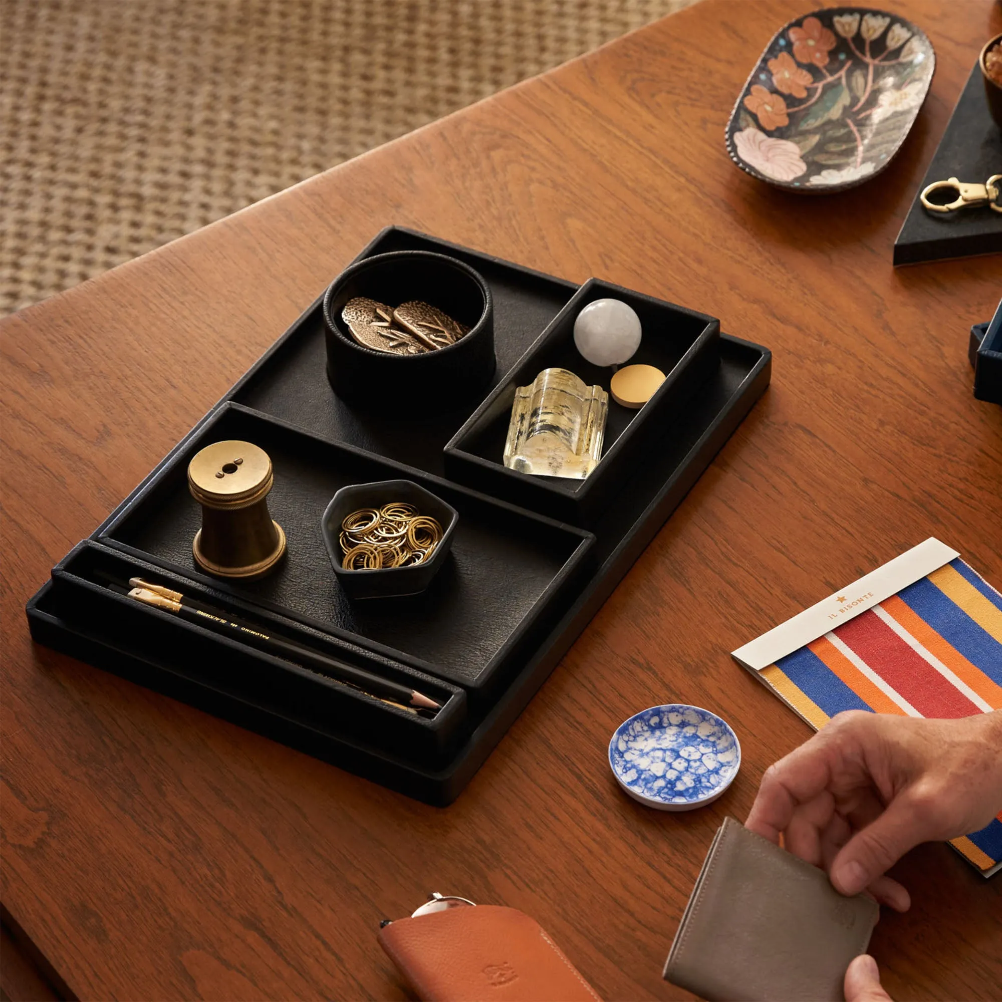 Canteen Leather Desk Set, Blu Oltremare