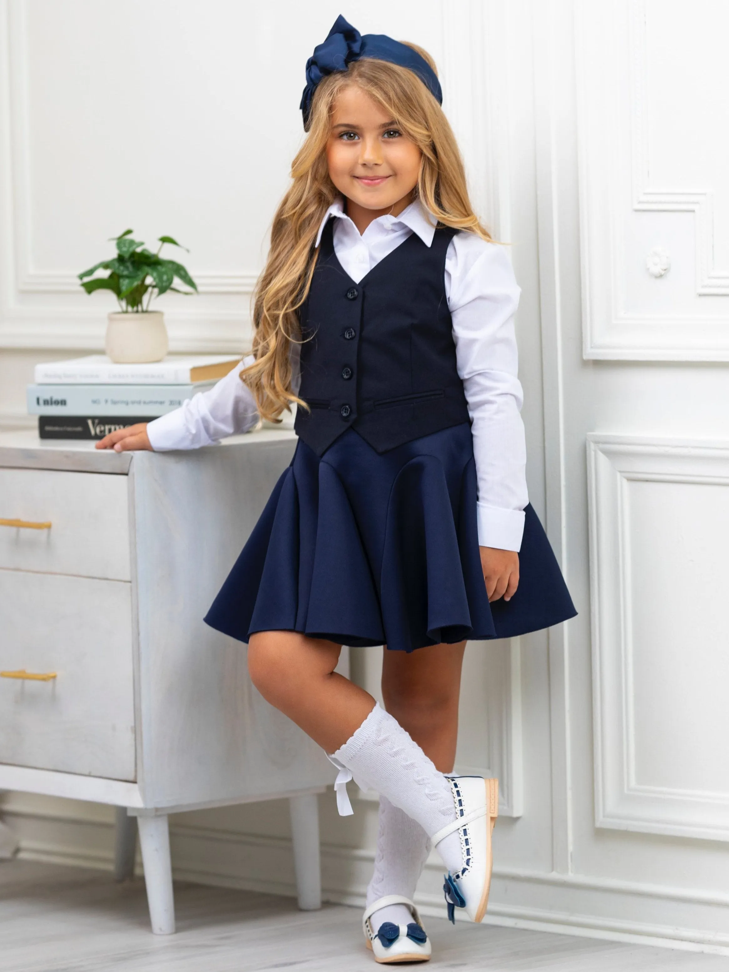 Classic Navy Girls Vest by Kids Couture