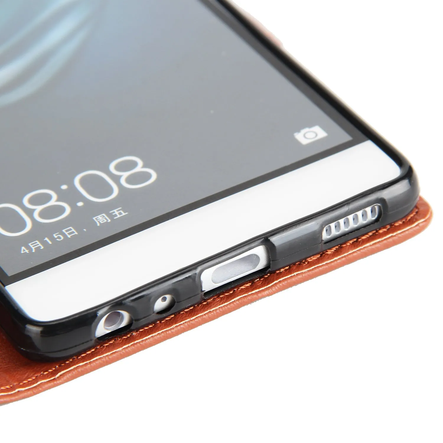 For Huawei P9 plus PU Leather Smart Phone Case Protective Cover with Buckle & 3 Card Position  black
