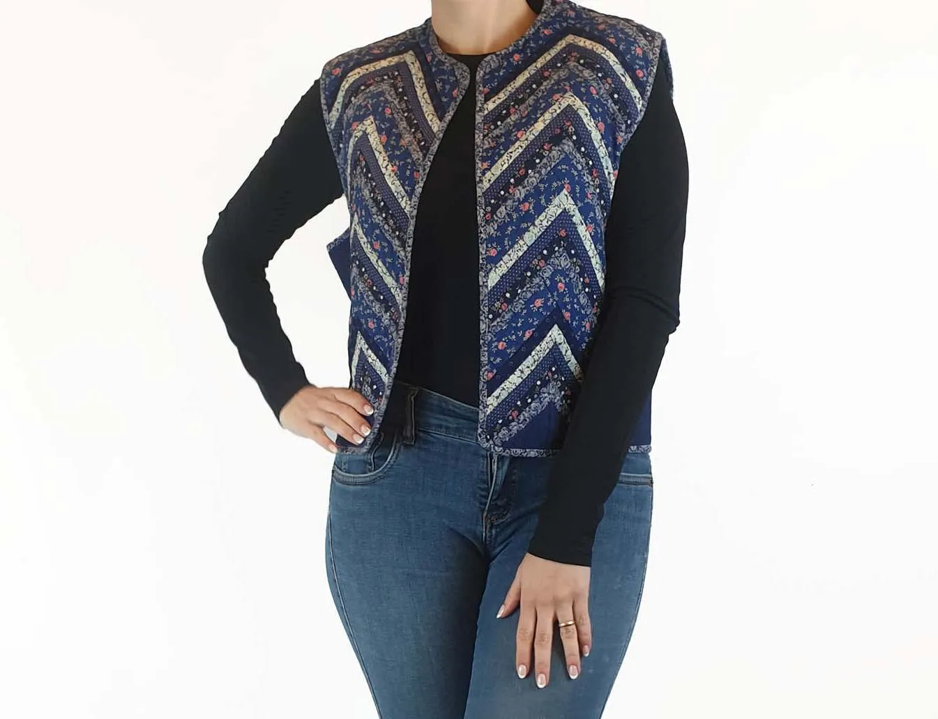 Funky reversible handmade patchwork vest, best fits size 10