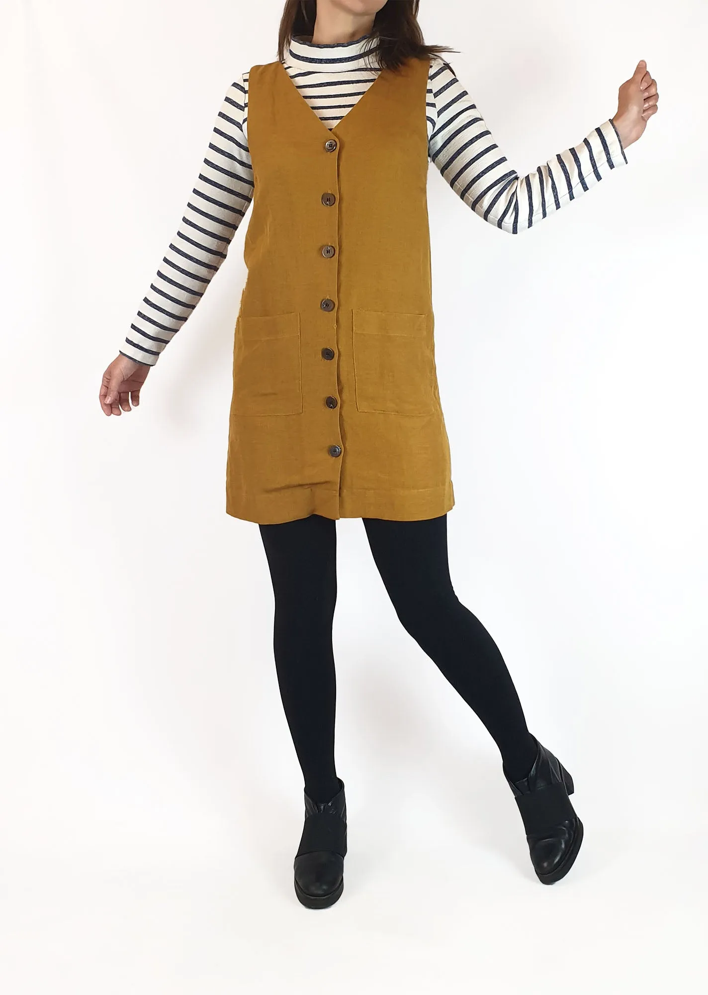 Gorman mustard linen mix shift style dress size 8