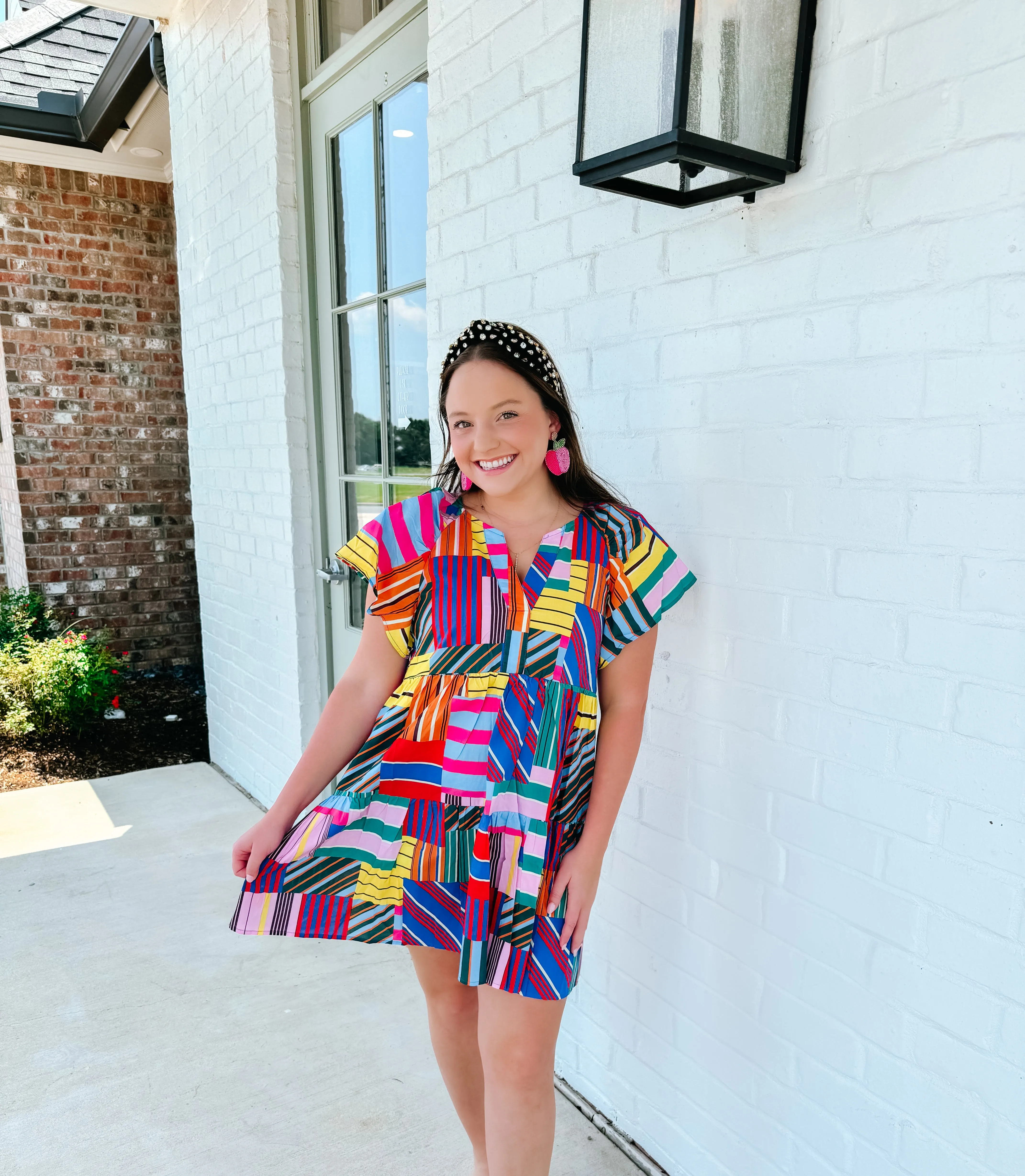 Pink Mix Geometric Dress