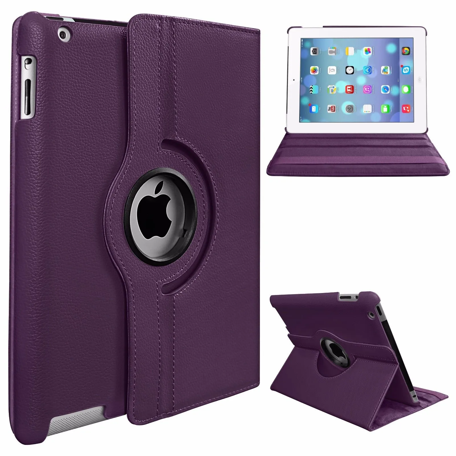 PU Leather Smart Stand Flip Case Cover for Apple iPad mini3/2/1 360 Rotation Tablet Full Protector Case