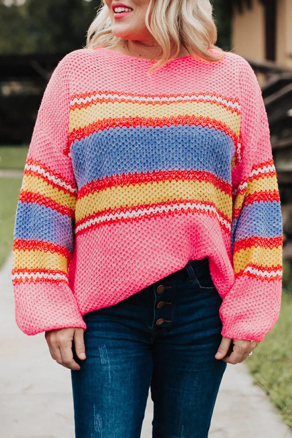 "Pinky" Curvy Size Oversized Sweater